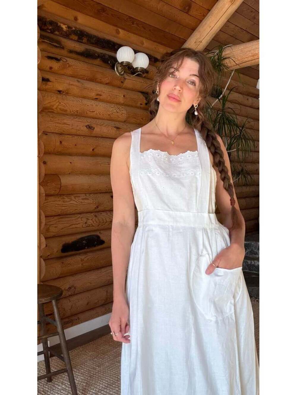 Rare Antique Edwardian Cotton Dress Apron
